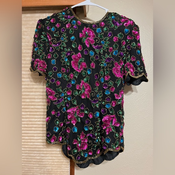 Stenay 100% Silk and Sequined Vintage Blouse - Picture 1 of 6